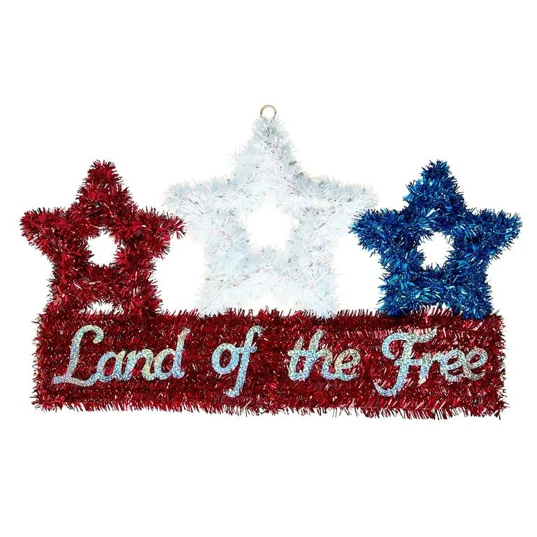Patriotic Land of the Free Tinsel Sign, 20", by Way To Celebrate | Walmart (US)