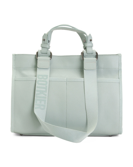 Bedford Top Handle Leather Structured Tote With Logo Straps | TJ Maxx