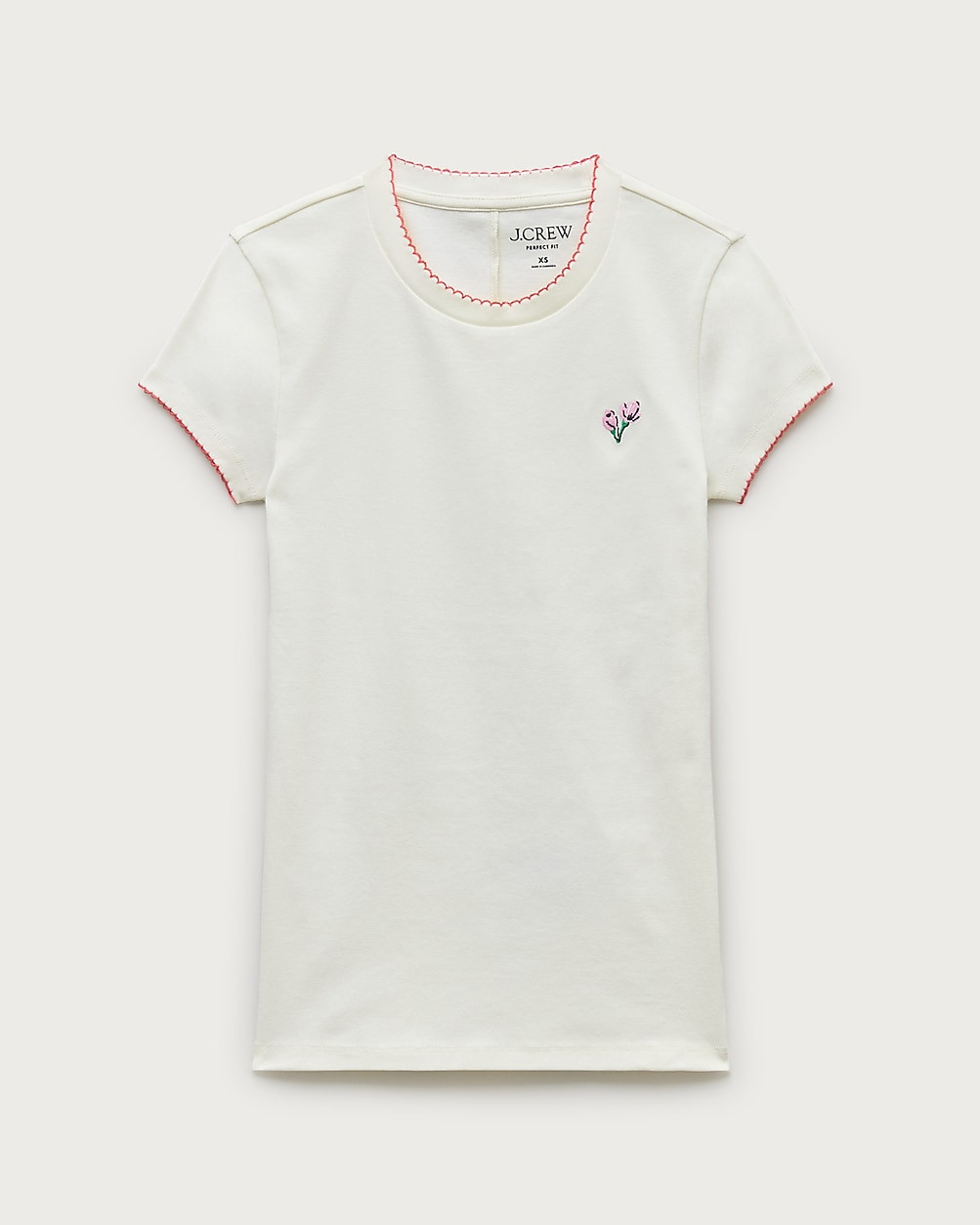 Perfect-fit crewneck T-shirt with flower embroidery | J. Crew US
