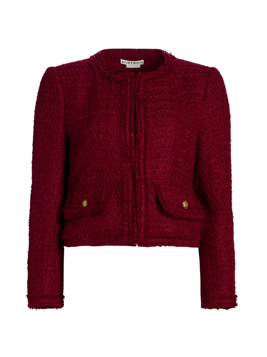 Alice + Olivia Landon Tweed Crop Jacket | Saks Fifth Avenue | Saks Fifth Avenue
