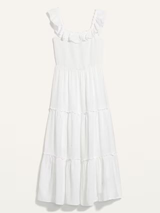 Ruffled Smocked-Bodice Embroidered Sleeveless Maxi Dress for Women | Old Navy (US)