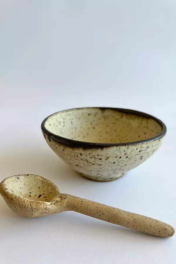 Gina DeSantis Ceramics Luna Spoon and Dip Bowl Set | Anthropologie (US)