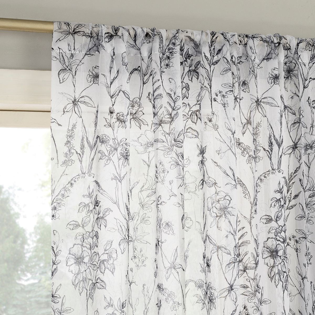 No. 918 Sheer Ambree Vintage Floral Rod Pocket Curtain Panel | Target