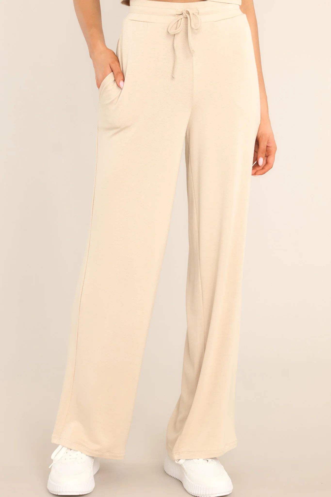 With Ease Natural Beige Wide Leg Pants | Red Dress