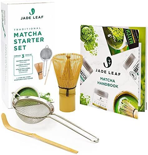 Jade Leaf Traditional Matcha Starter Set - Bamboo Matcha Whisk (Chasen), Scoop (Chashaku), Stainl... | Amazon (US)