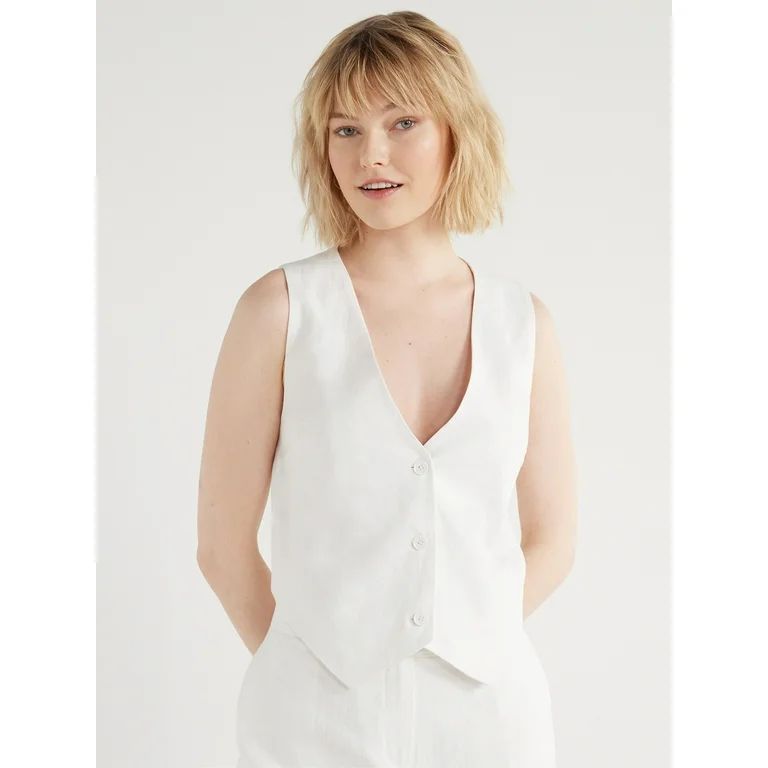 Scoop Women's Tailored Linen Vest, Sizes XS-XXL | Walmart (US)