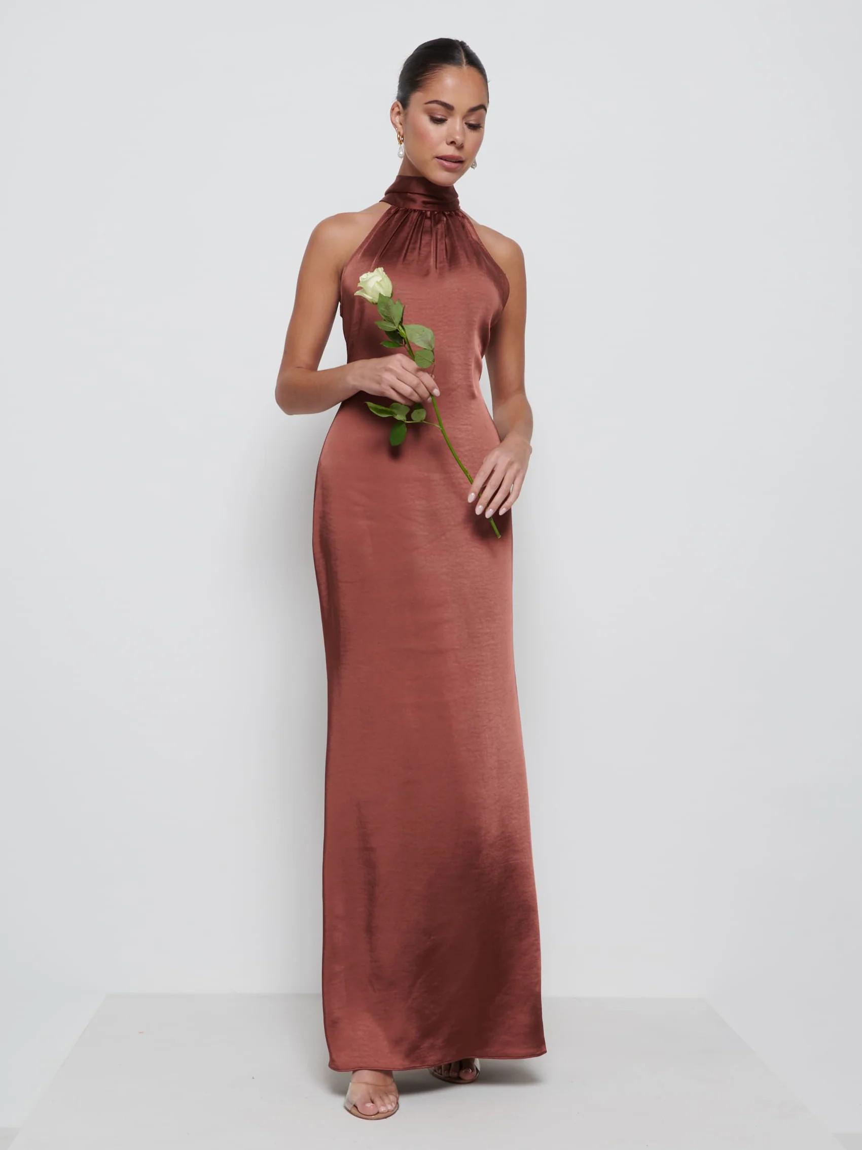 Odelle Maxi Bridesmaid Dress - Mahogany | Pretty Lavish (UK)