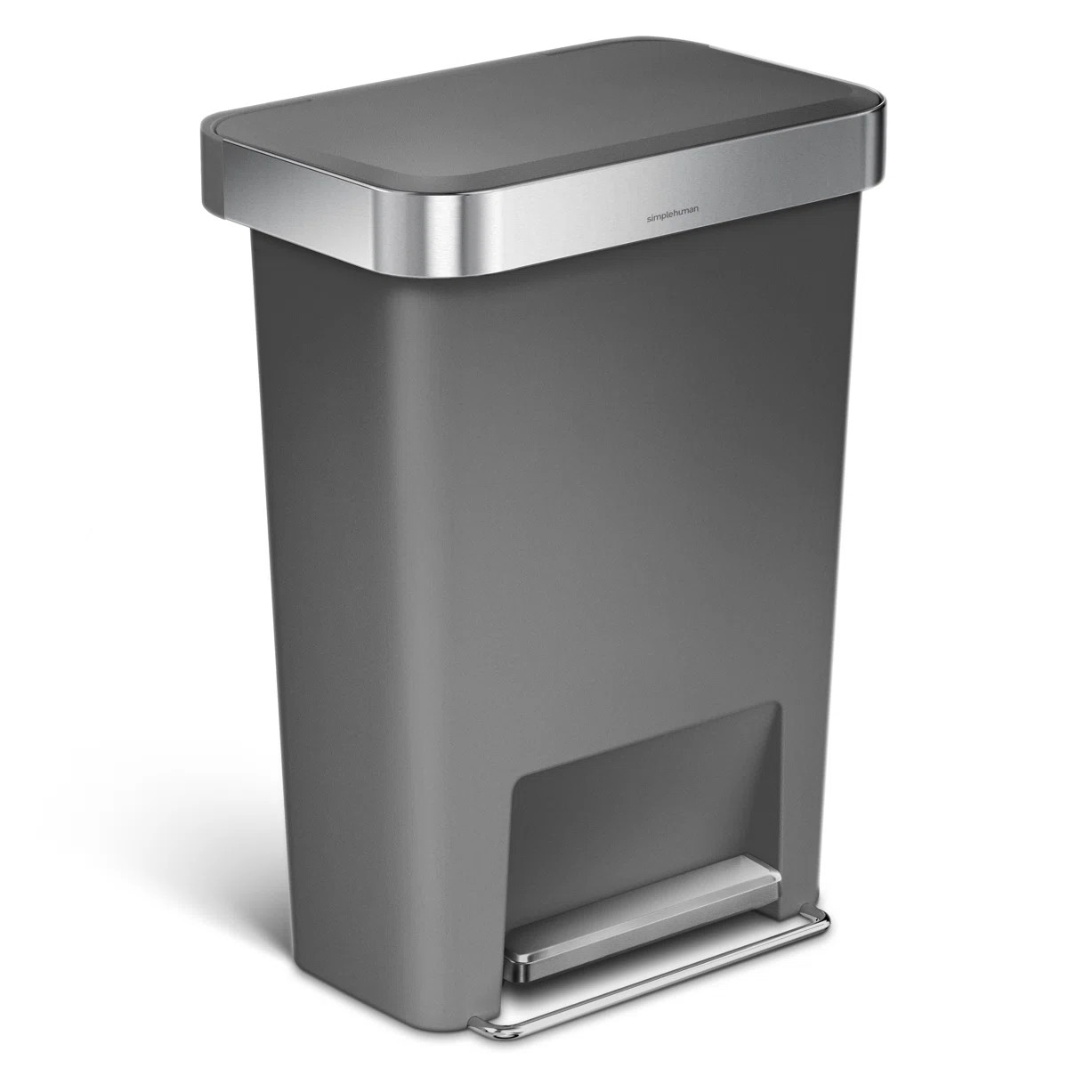 Simplehuman 45 Liter / 12 Gallon Rectangular Kitchen Step Trash Can with Soft-Close Lid, Plastic | Wayfair North America
