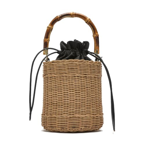 Amazon.com: NIBD Flower Pearls Rattan Tote Bag Summer Beach Drawstring Straw Bucket Bag Diamonds ... | Amazon (US)