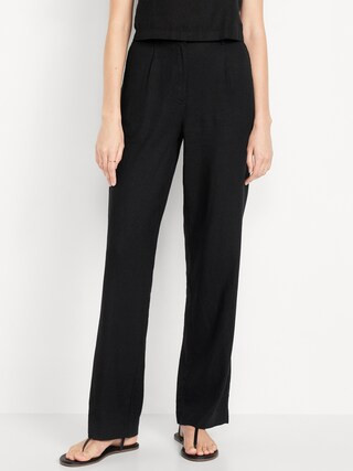 Extra High-Waisted Linen-Blend Taylor Wide-Leg Trouser Pants | Old Navy (US)