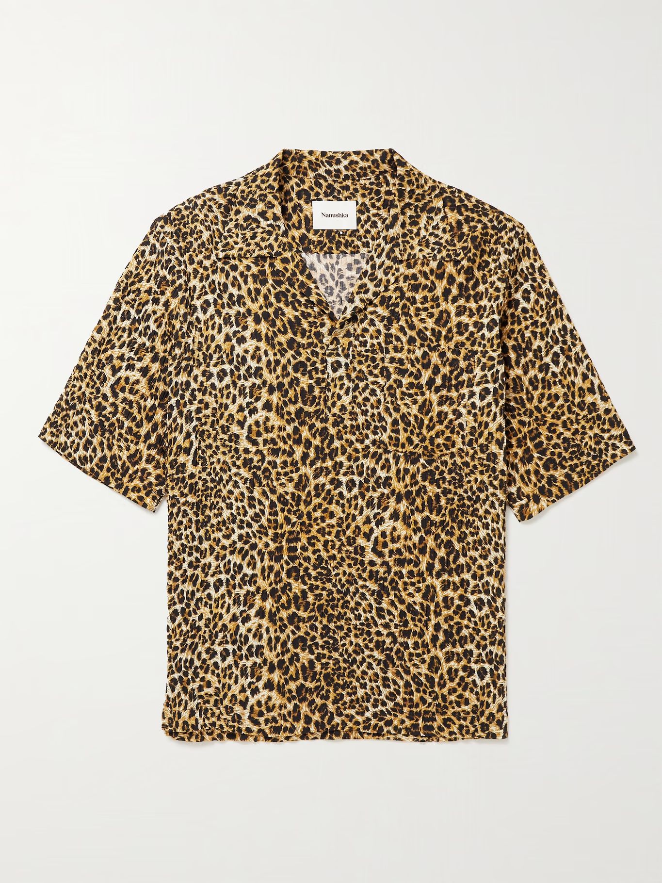 Brown Bolen Camp Collar Pleated Leopard-Print Voile Shirt | NANUSHKA | MR PORTER | Mr Porter (UK)