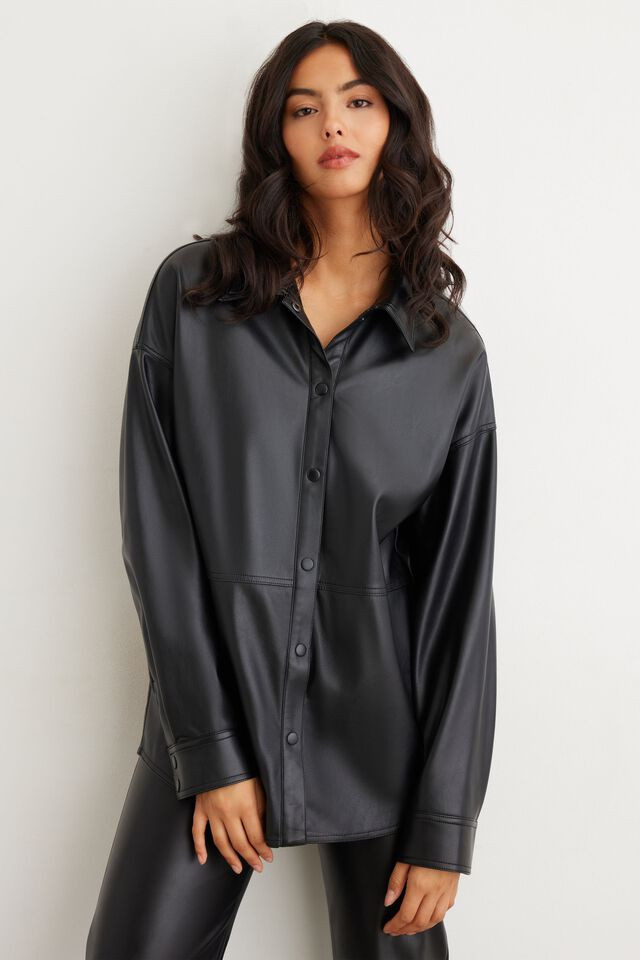 Faux Leather Shacket | Dynamite Clothing