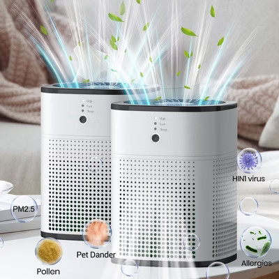 HEATDAZ 2-Pack Air Purifiers - Perfect Christmas Gift Set, Small Air Purifier with Sleep Mode, White Holiday Duo for Home | Target