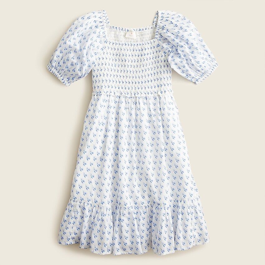 Girls' tiered puff-sleeve dress in floral | J.Crew US