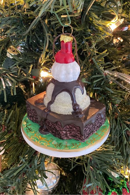 Today’s ornament of the day is this brownie sundae! This food ornament comes with an ice cream sundae on top of a brownie and is complete with a cherry on top // Christmas tree ornament, Christmas ornament, Christmas tree, food Christmas tree, themed Christmas tree

#LTKhome #LTKunder50 #LTKHoliday