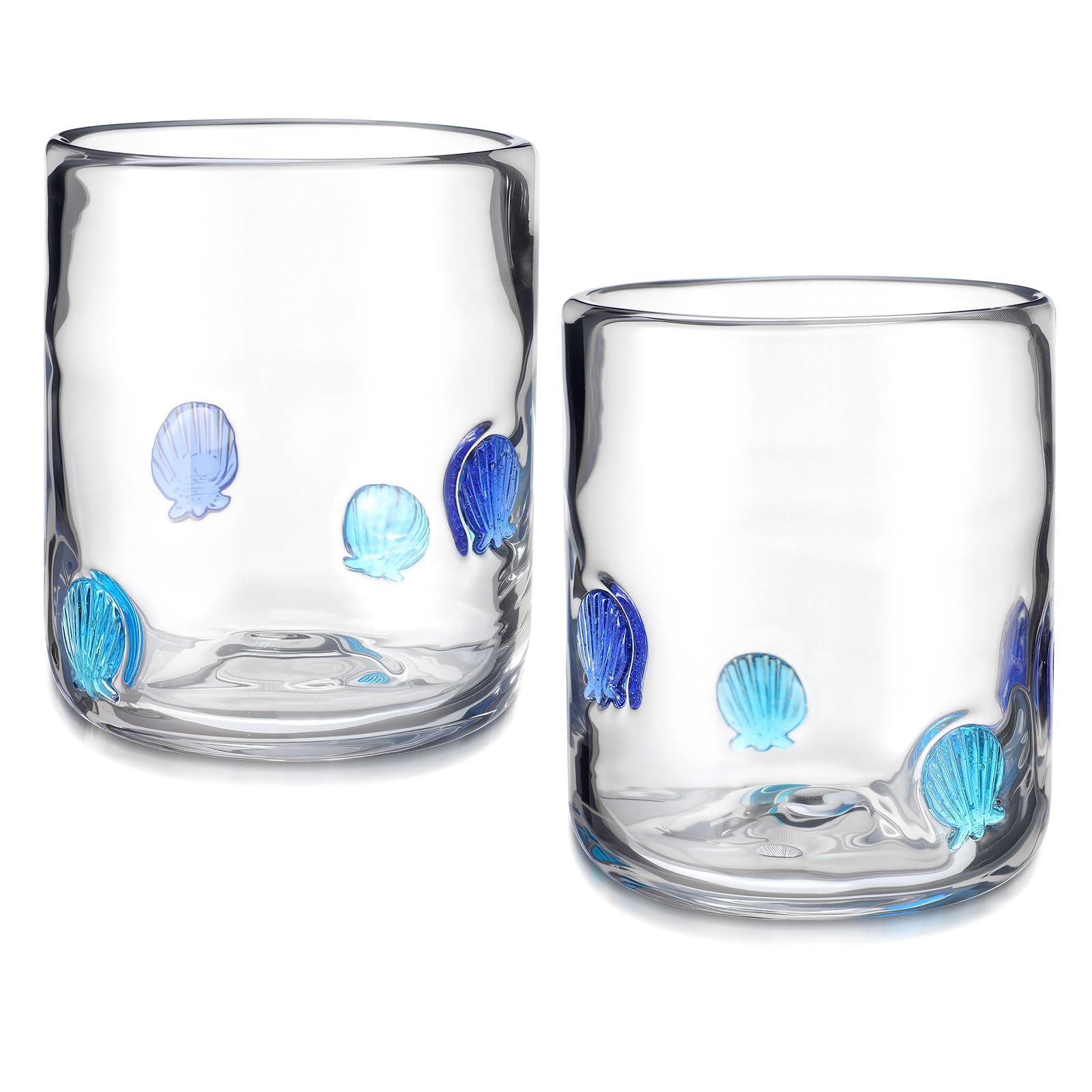 Maxdot 2 Pcs Icon Juice Glasses Seashell Glass Cups Drinking Shell Stemless Wine Glasses 14 Ounce... | Amazon (US)