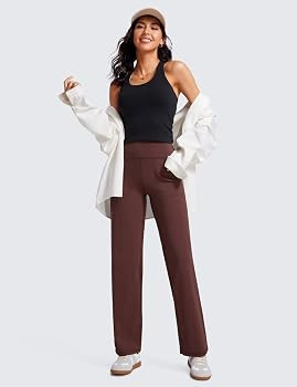 CRZ YOGA Womens Butterluxe High Waist Wide Leg Pants with Pockets 31" - Buttery Soft Comfy Casual... | Amazon (US)
