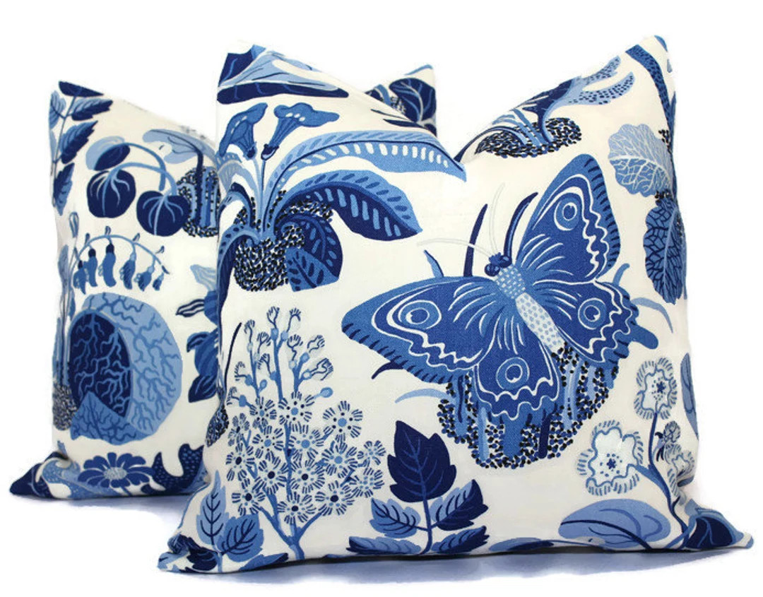 Schumacher Exotic Butterfly in Blue Decorative Pillow Cover 18x18, 20x20, 22x22, Eurosham, Lumbar... | Etsy (US)
