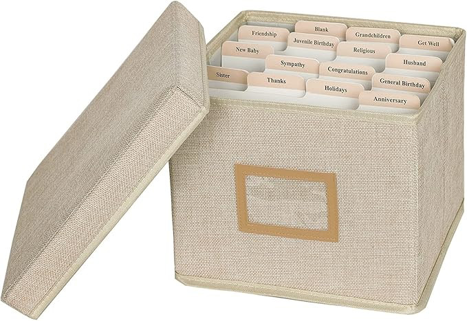 Greeting Card Organizer and Storage Box with 15 Adjustable Dividers, Stores 140+ Cards, Suitable ... | Amazon (US)