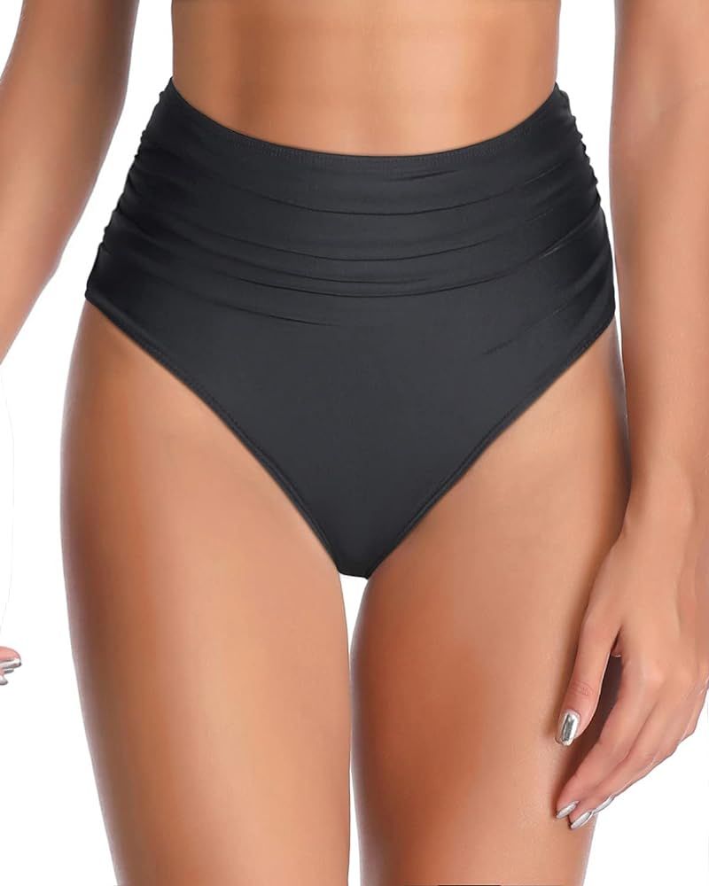 Tempt Me Women's High Waisted Bikini Bottom Full Coverage Retro Tummy Control Swimusuit Bottom | Amazon (US)