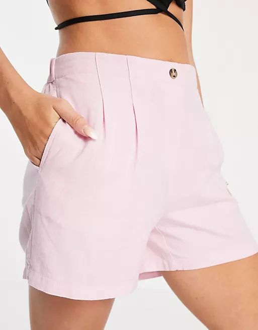 Vero Moda high waisted tailored shorts co-ord in pink | ASOS (Global)
