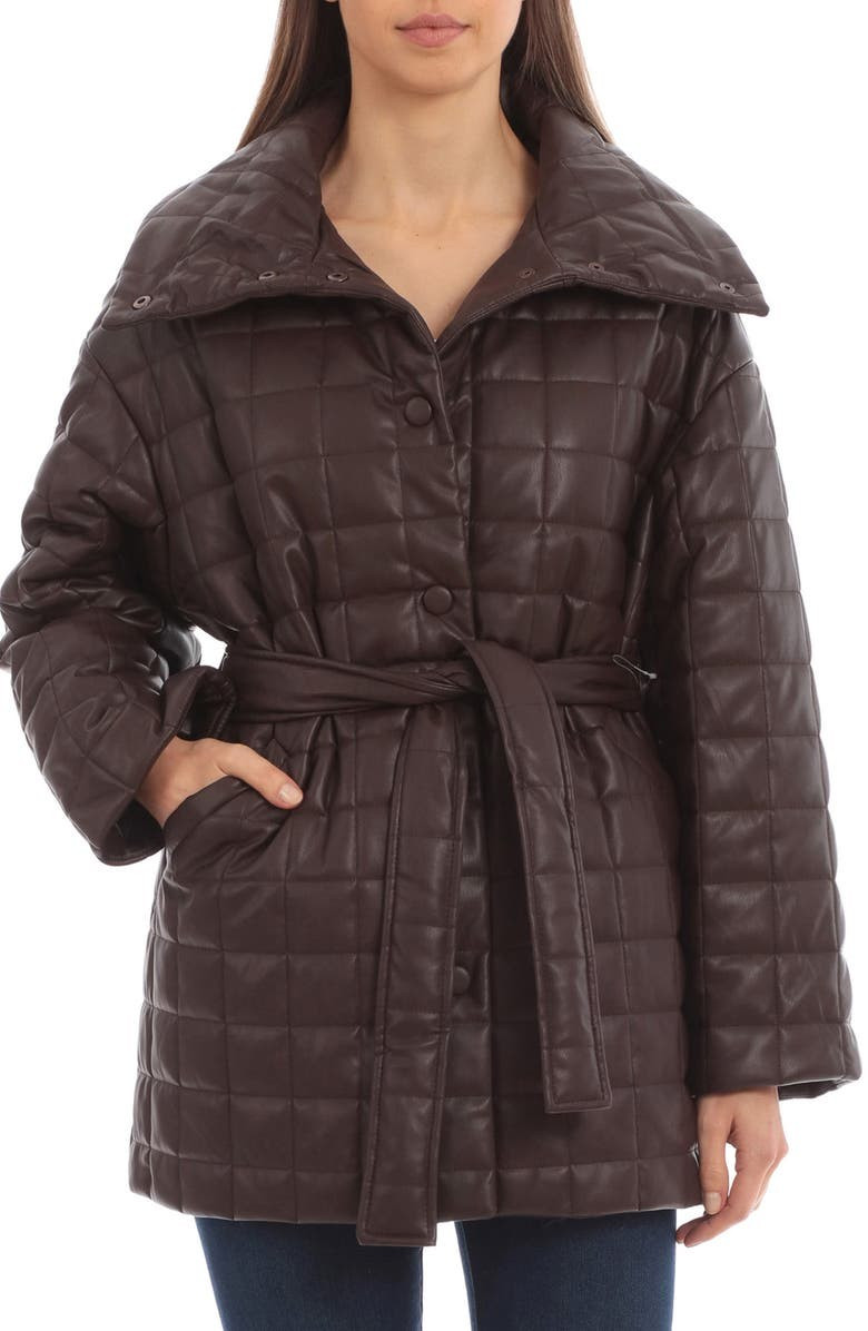 Box Quilt Faux Leather Coat | Nordstrom