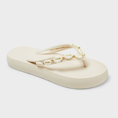 Kids' Maris Elevated Flip with Beaded Color Strap Sandals - Cat & Jack™ Ivory S | Target