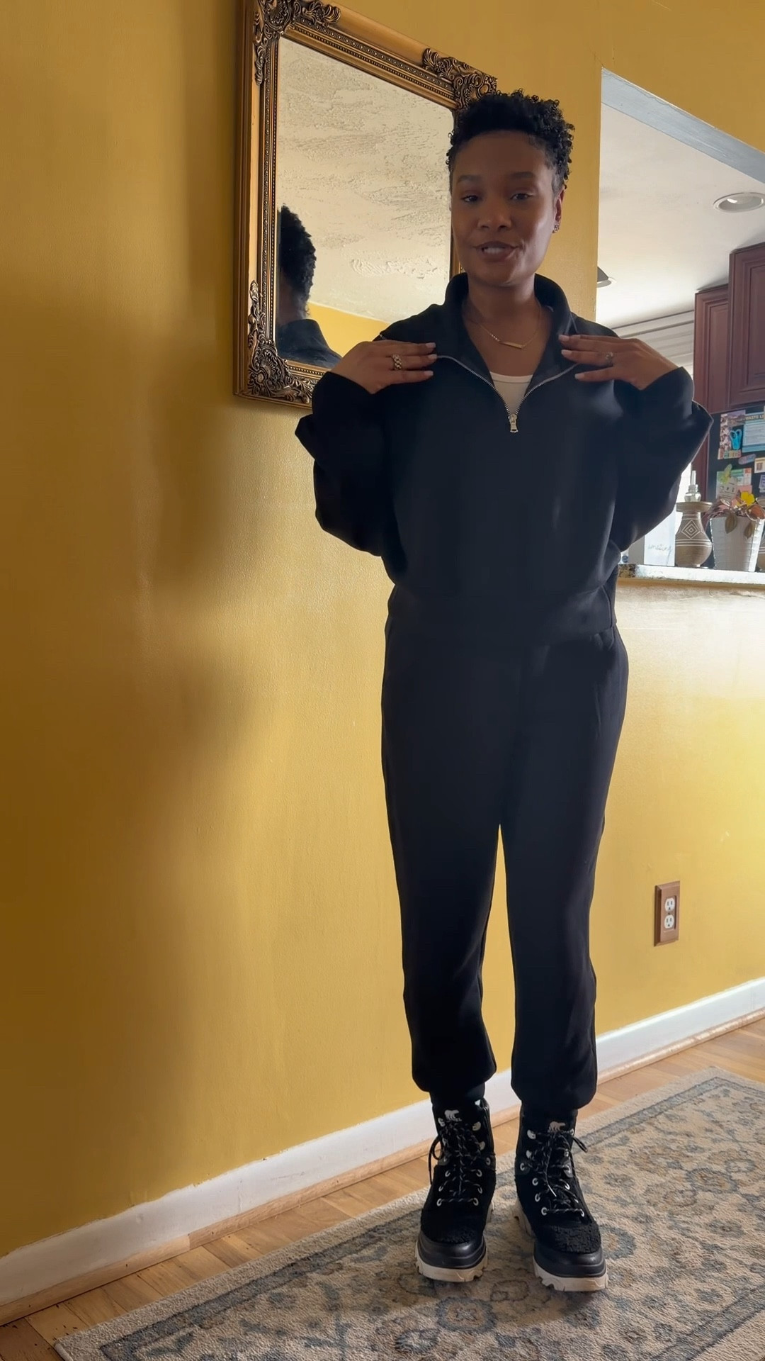 From casual to sophisticated ✨
Easy outfit formula: Half zip + wide leg trousers + knee high boots + fur coat 

#LTKWorkwear #LTKgrwm #LTKootd