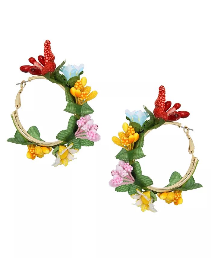 Multi-Colored Flower Hoop Earrings | Macy's