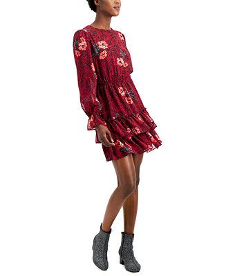 Floral Ruffle Mini Dress, Created for Macy's | Macys (US)