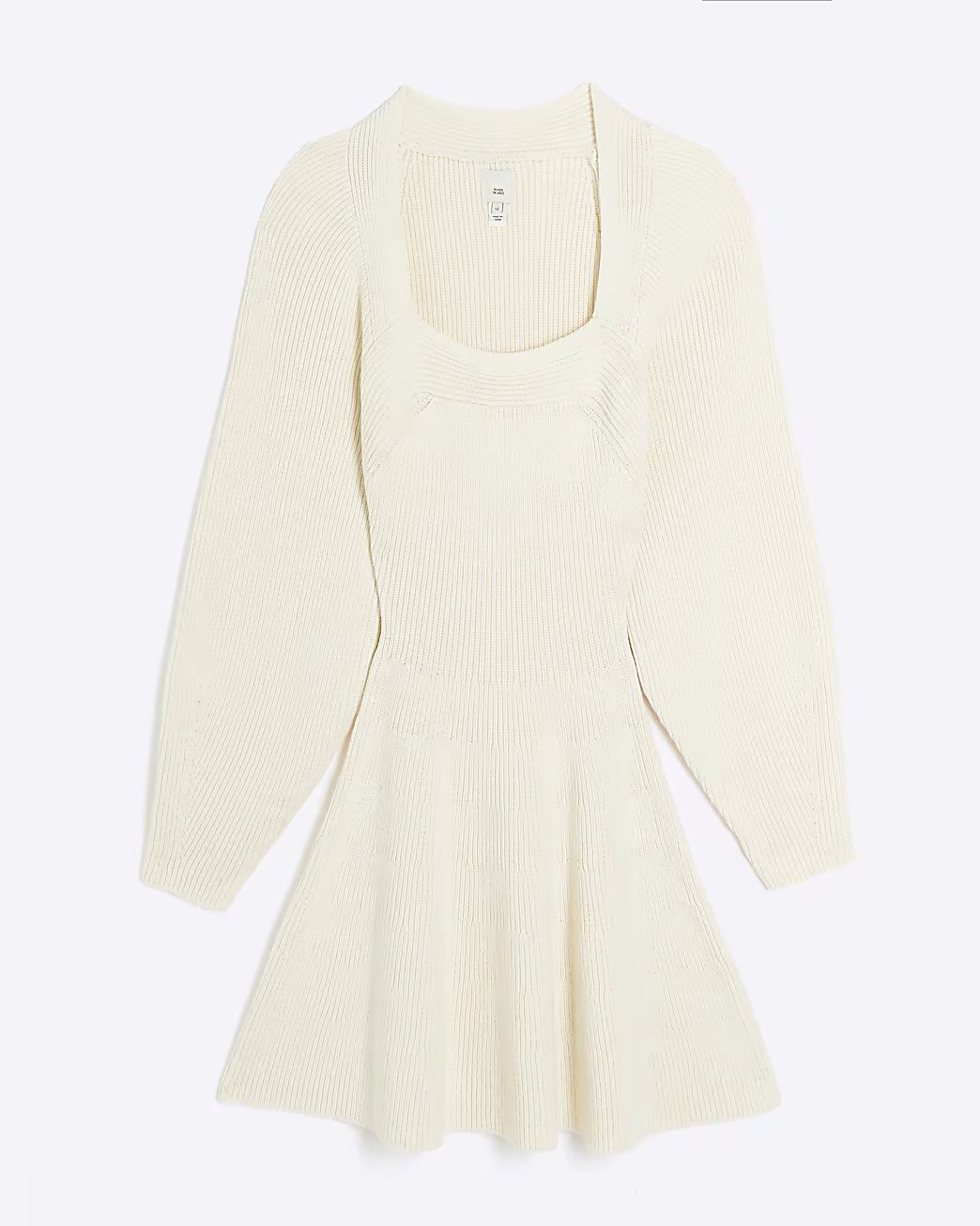 Cream square neck jumper mini dress | River Island (UK & IE)