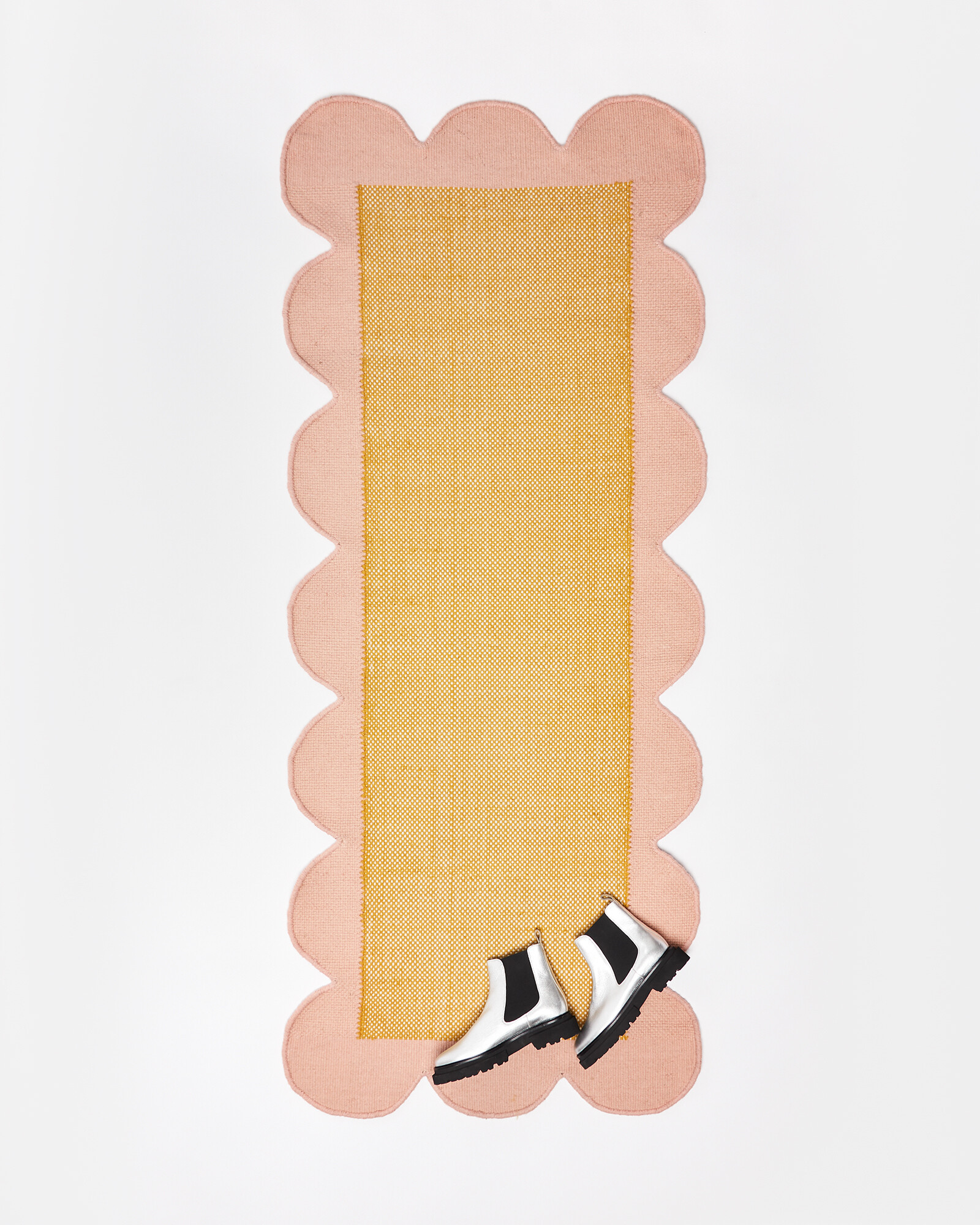 Cecily Mustard Woven Scalloped Wool Runner Rug | Oliver Bonas | Oliver Bonas (Global)