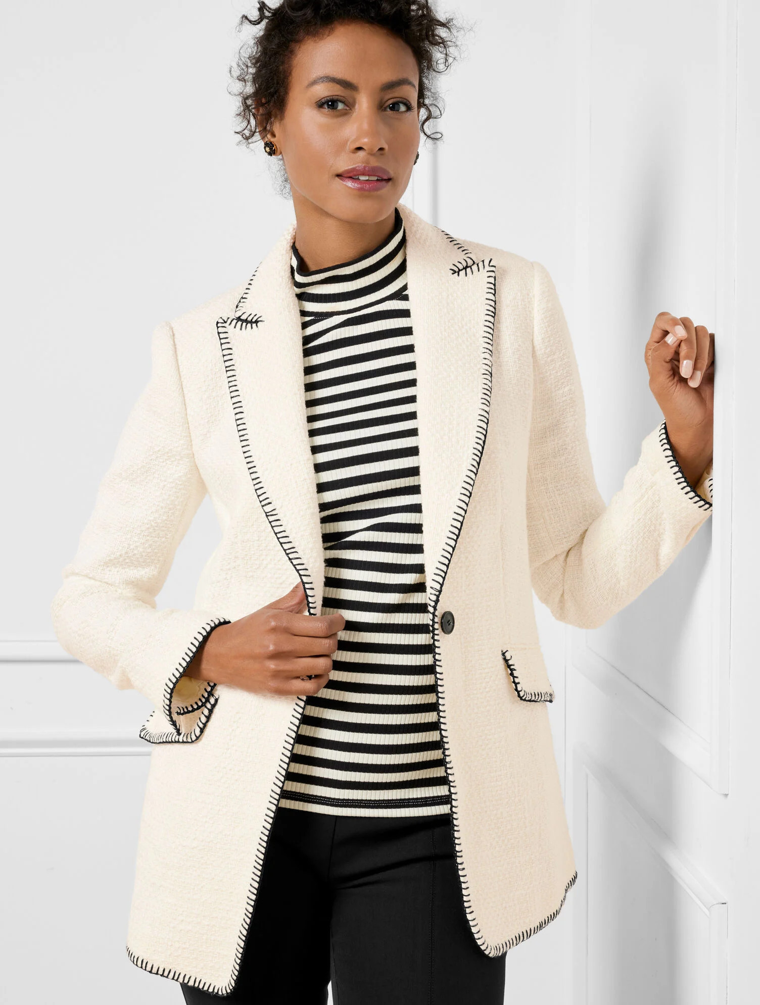 Contrast Stitch Classic Blazer | Talbots