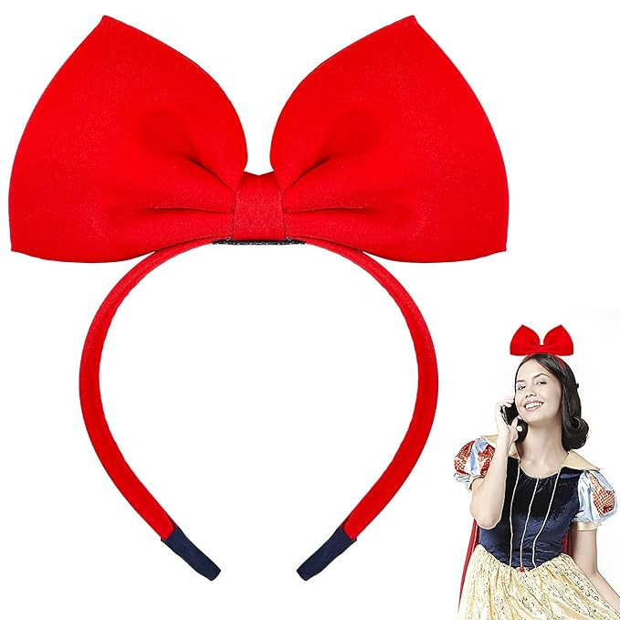 Red Bow Headband Red Bowknot Headband for Women Christmas Halloween Cosplay Headwear | Amazon (US)