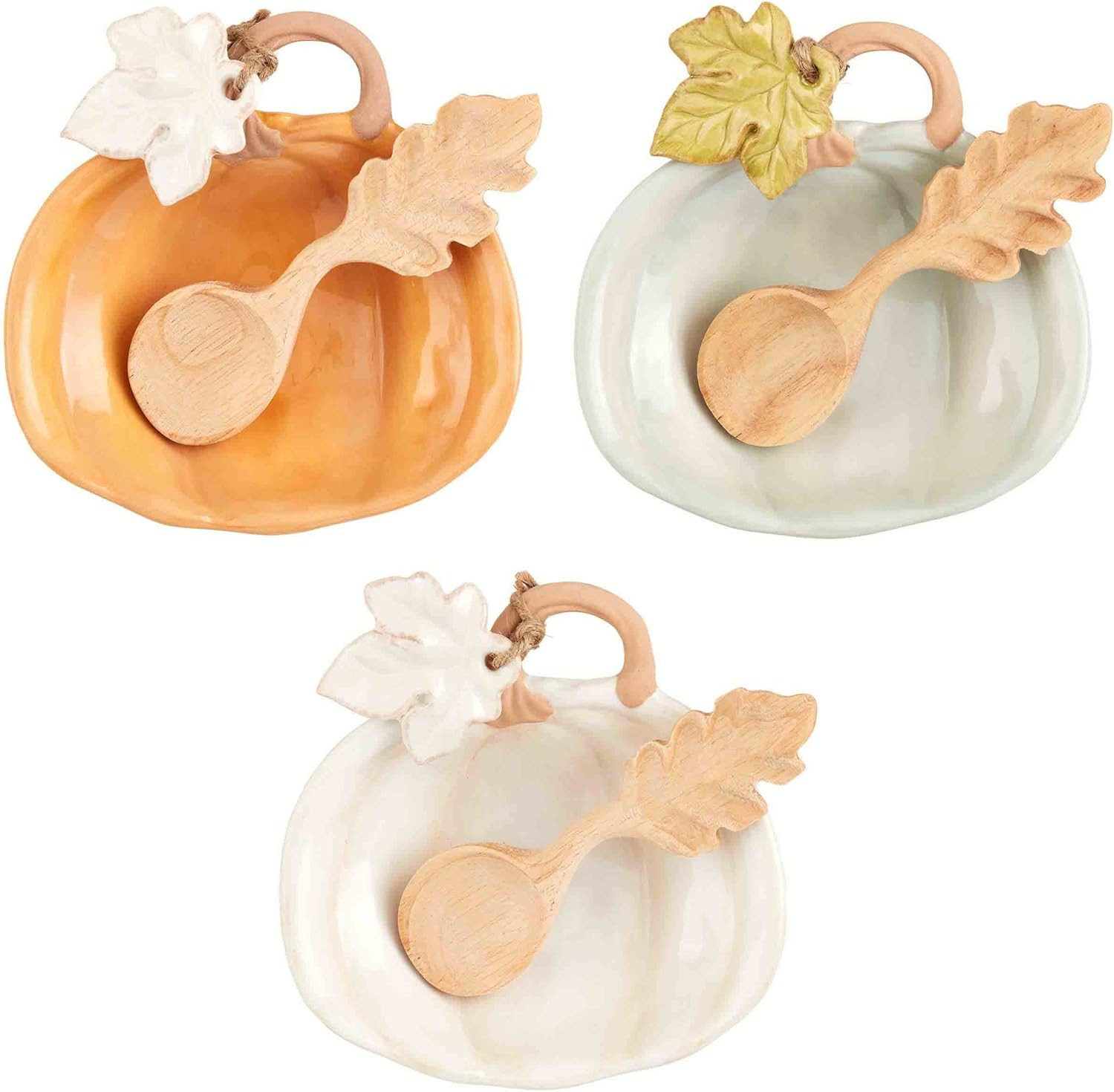 Mud Pie Pumpkin Tidbit Dish, Blue; dish 4 3/4" x 5 3/4" | spoon 5" | Amazon (US)