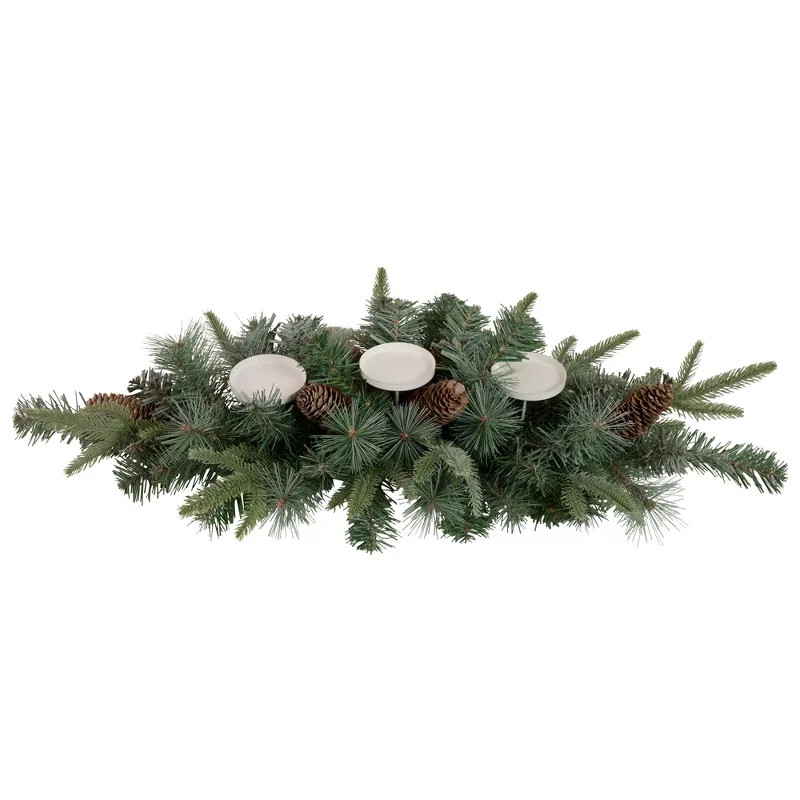 Northlight 32" Artificial Mixed Pine and Pine Cones Christmas Candle Holder Centerpiece | Target