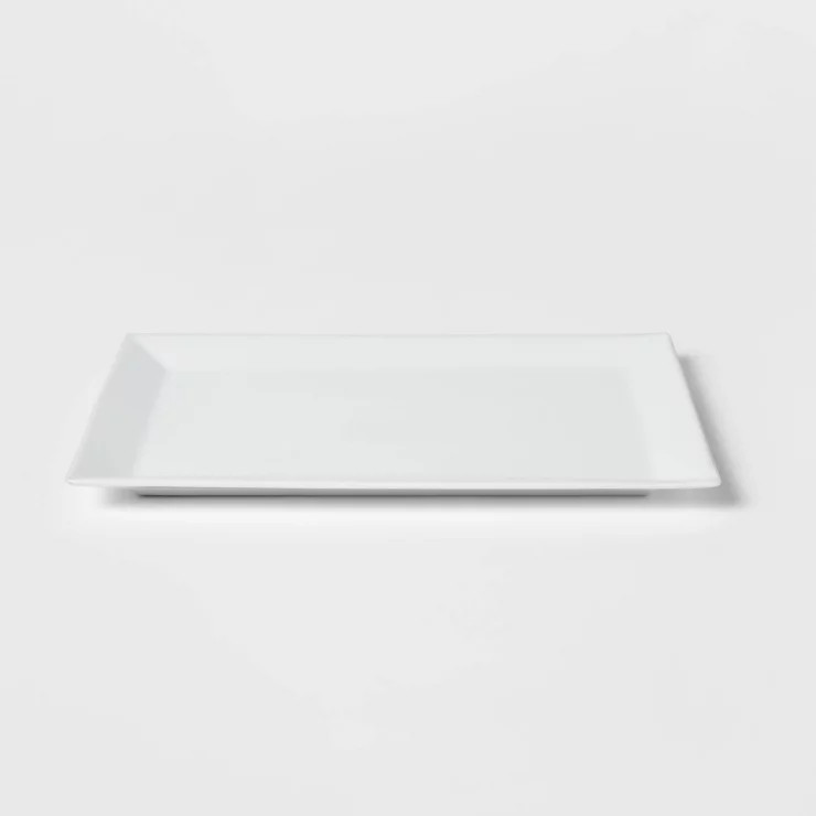 16" x 10" Porcelain Rectangular Rimmed Serving Platter White - Threshold™ | Target
