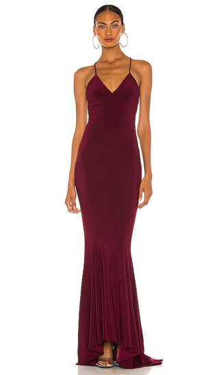 x REVOLVE Low Back Slip Mermaid Fishtail Gown in Plum | Revolve Clothing (Global)