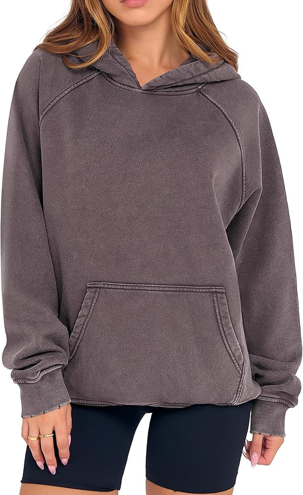 ANRABESS Womens Acid Wash Hoodie Oversized Long Sleeve 2025 Fall Fashion Sweatshirts | Amazon (US)