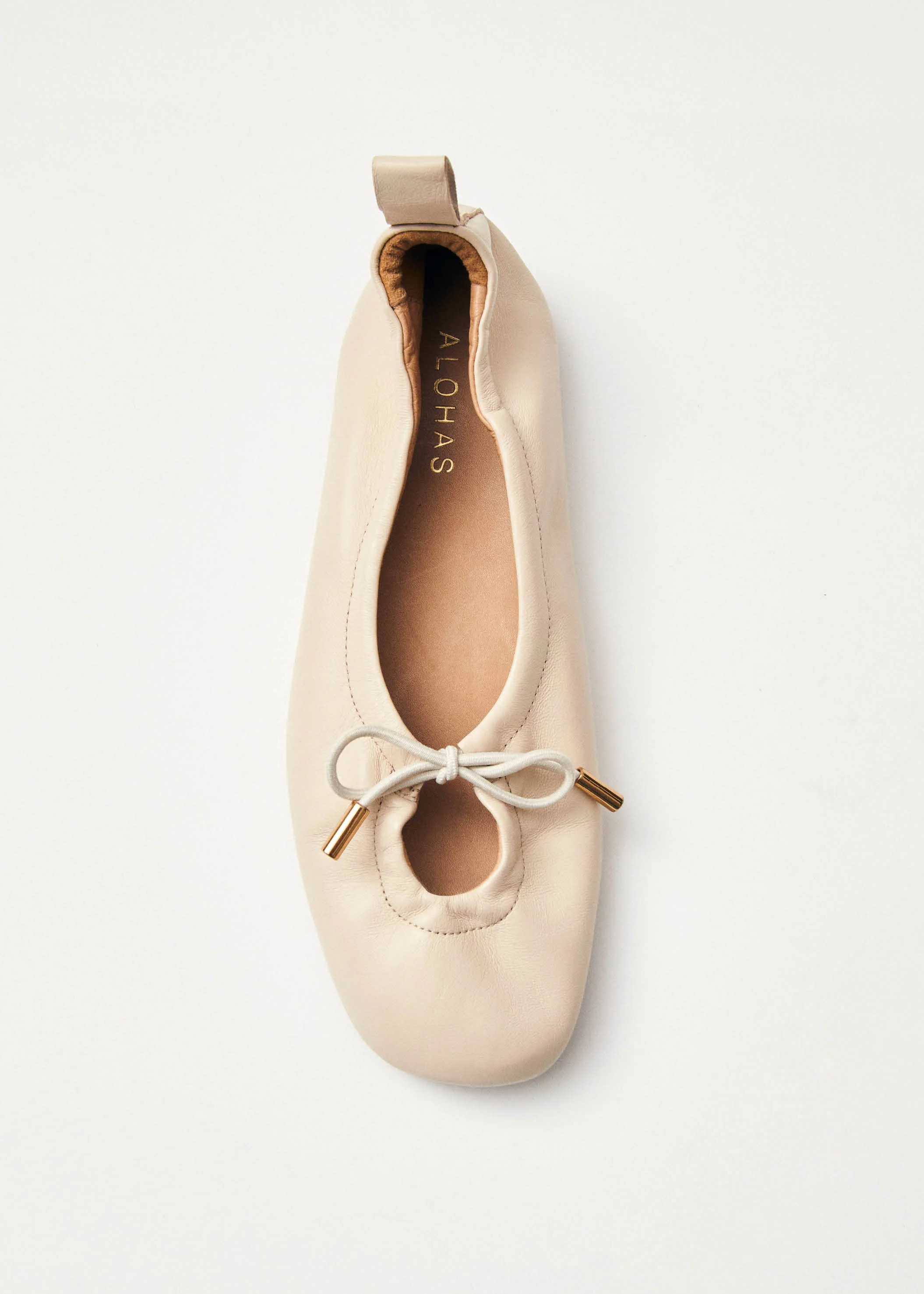 Rosalind Cream Leather Ballet Flats | ALOHAS | Alohas US