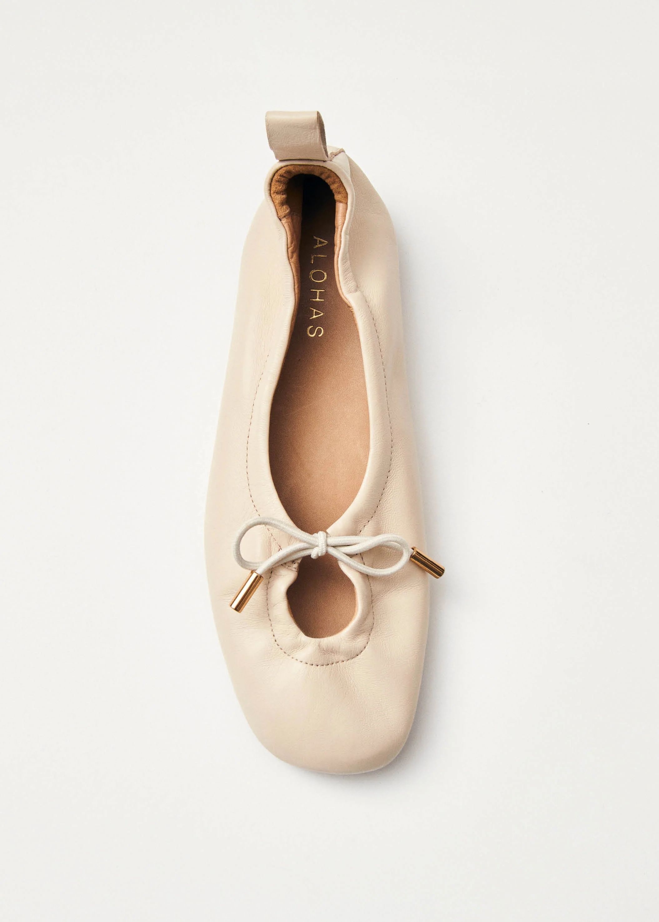 Rosalind Cream Leather Ballet Flats | ALOHAS | Alohas US