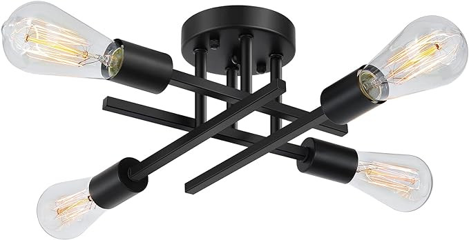 SunRider Industrial 4-Light Semi Flush Mount Ceiling Light Fixture, Modern Farmhouse Lighting Mat... | Amazon (US)