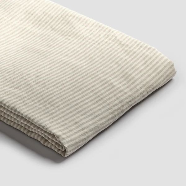 Oatmeal Stripe Linen Duvet Cover | Piglet