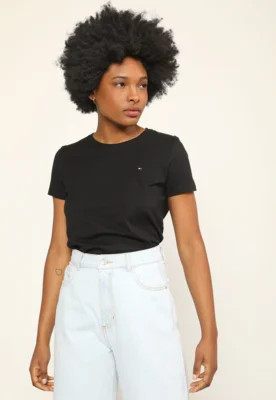 Camiseta Tommy Hilfiger Logo Bordado Preta | Dafiti (BR)