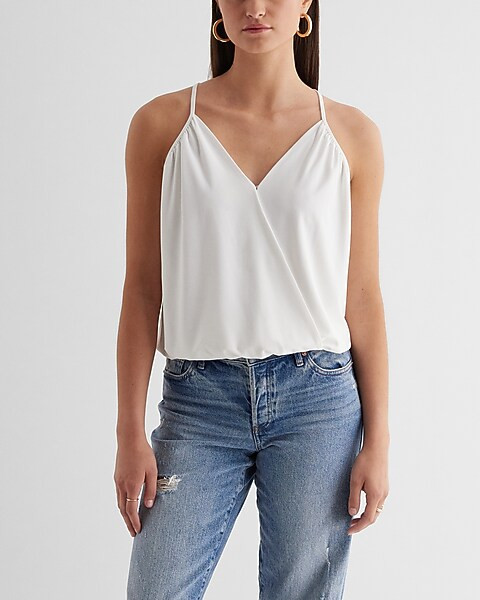 Skimming V-Neck Surplice Cami | Express