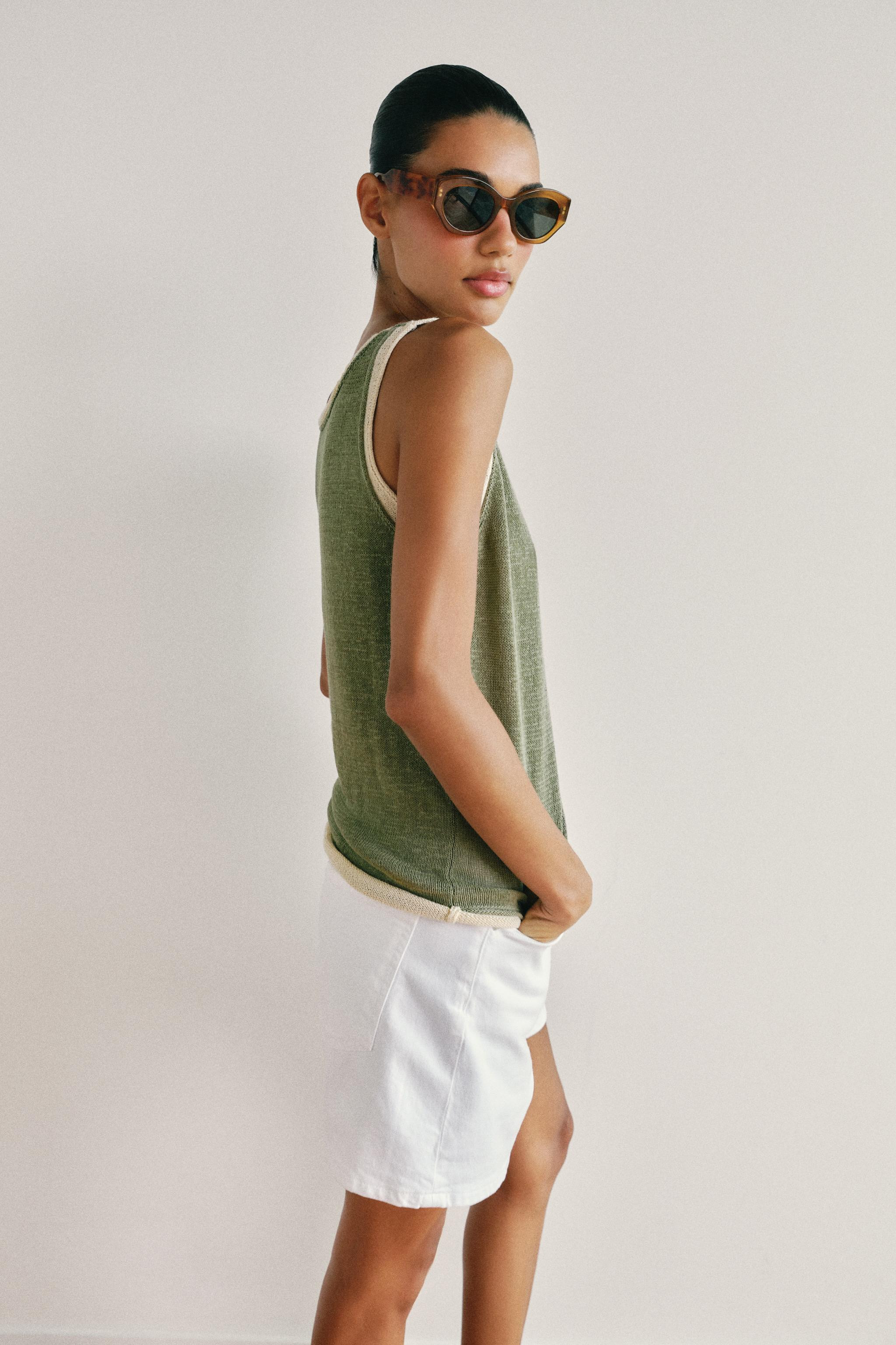 STRICKTOP MIT MATERIALKOMBINATION | Zara DE