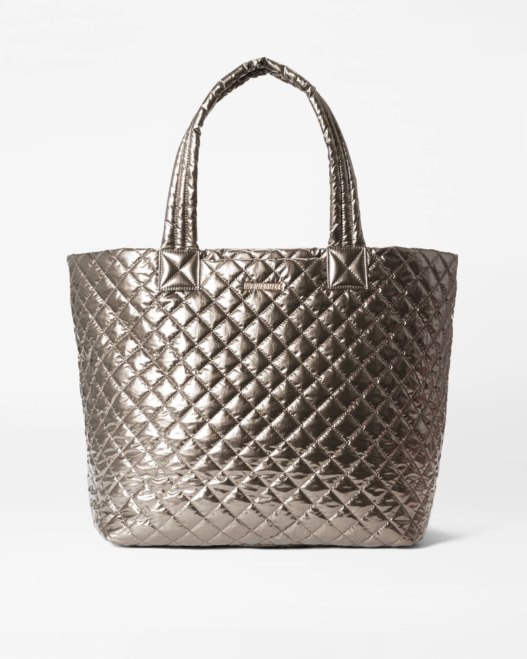 Large Deluxe Metro Quilted Tote Bag in Moondust Metallic Lacquer | MZ Wallace | MZ Wallace