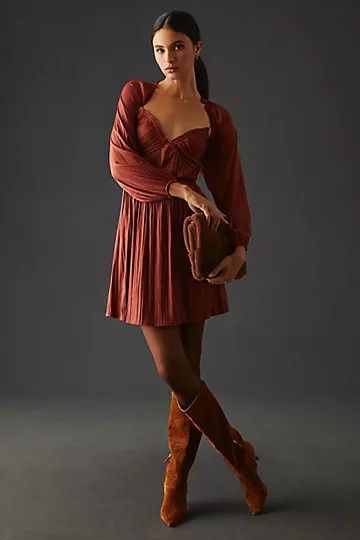 By Anthropologie Shirred Cutout Mini Dress | Anthropologie (UK)