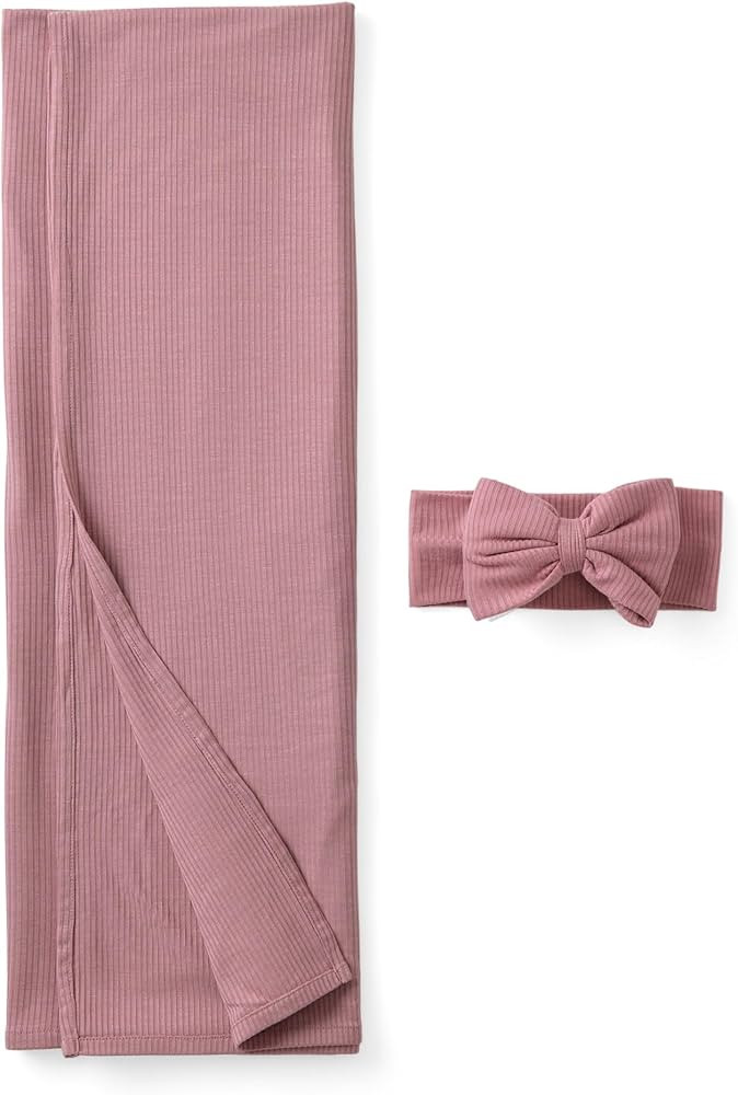Little Sleepies Swaddle & Bow Set, Viscose from Bamboo Baby Swaddle Blanket, Newborn Baby Girl Cl... | Amazon (US)
