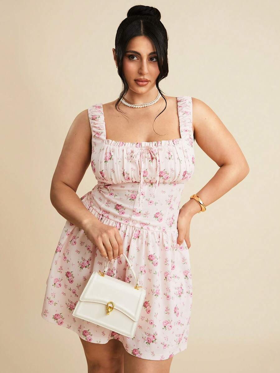 SHEIN BAE Plus Size Women Elegant Sweet Romantic Cute Vacation Camisole Dress/Summer Skirt/Music ... | SHEIN